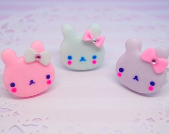 Kawaii Pastel Bunny Ring, Yumekawaii Jewelry, Fairy Kei, Pastel Aesthetic Accessories