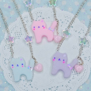 Kawaii Lovely Sweet Cat Necklace, Pastel Gattini, Yumekawaii Jewelry, Fairy Kei, Harajuku Jfashion, Pastel Aesthetic Accessories, Harajuku ,