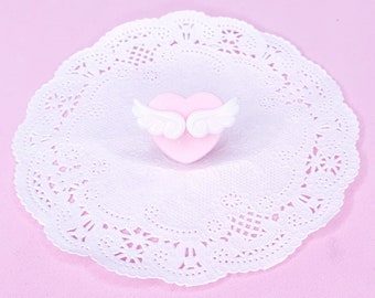 Kawaii Sweet Angel Wings On Pink Heart Ring | perfect for Dolly kei, Fairy kei, Sweet Harajuku , Gothic Harajuku , Cult Party kei