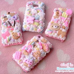 Coque Kawaii Decoden pour téléphone - Jolie coque effet crème fouettée pour iPhone 16, 15, 14, 13, 12, 11, X, XS, XR, SE Pro Plus