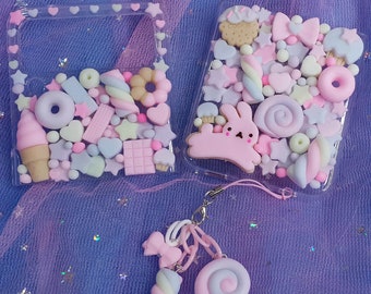 Funda Kawaii Decoden para Galaxy Z Flip, Flip 3, Flip 4, Flip 5, Flip 6, Flip 7 / Cookie Paradise