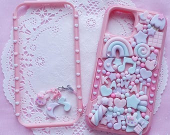 Etui Kawaii Decoden Junk na iPhone'a 16 15 14 13 12 11 X XR XS 8 7 • Ręcznie robione pastelowe etui ochronne – Y2K Soft Aesthetic