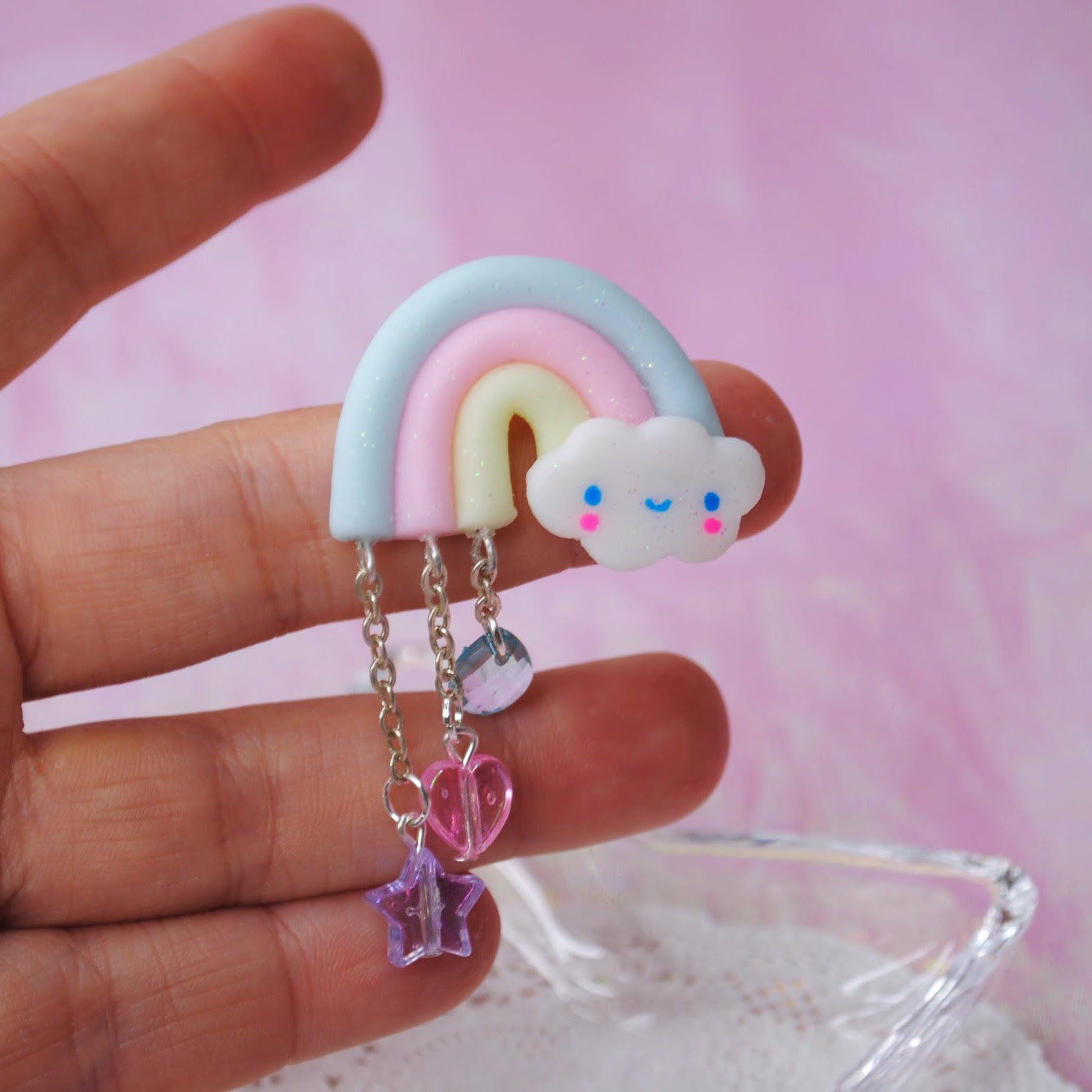 Lovely Happy Kawaii Rainbow Pin Pastel Rainbow Cute Brooch Etsy