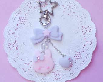 Kawaii pastel konijn sleutelhanger en tasbedel | Mooie en schattige sleutelhanger | Perfect cadeau