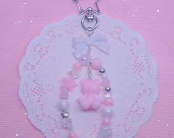 Kawaii Coquette Pink Bear Keychain | Cute Bag Charm