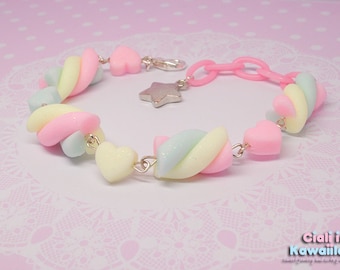 Kawaii Pastel Rainbow Marshmallow Bracelet, Fairy Kei, Sweet Harajuku , Sweet Candy Jewelry, Cute Girly Accessory