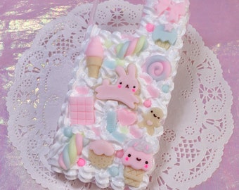 iPhone 15, 14, 13, 12, 11, X, XS, XR, SE, 8, 7, 6, Pro, Pro Max, Mini, Kawaii Decoden Case with Fake Sweets