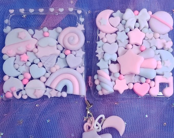 Funda Kawaii Decoden para Galaxy Z Flip, Flip 3, Flip 4, Flip 5, Flip 6, Flip 7 / Pastel Galaxy