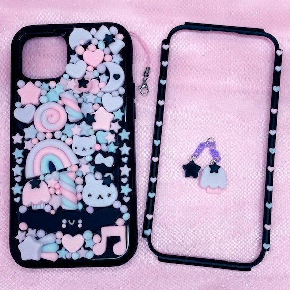Kawaii Decoden Case Pastel Goth, Spooky fairyland  Super cute kawaii full body front back case for iphone 17 16 15 14 13 12 11 X