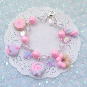 Kawaii Sweet Charms Bracelet | Acrylic Beads Bracelet With Fake Sweets Charms | Christmas gift for her & for teen girls