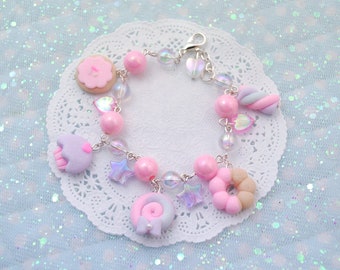 Kawaii Sweet Charms Bracelet | Acrylic Beads Bracelet With Fake Sweets Charms | Christmas gift for her & for teen girls