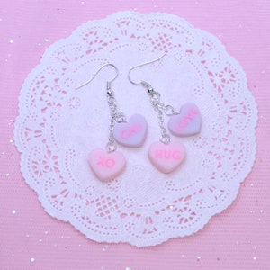 Pendientes de corazones de conversación Kawaii, dulce regalo de San Valentín y Galentine