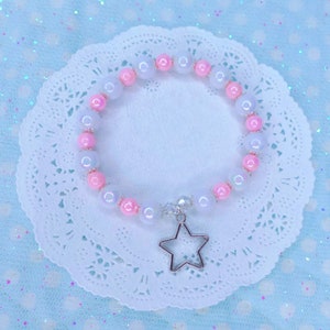 Cute Pink Star Beaded Bracelet