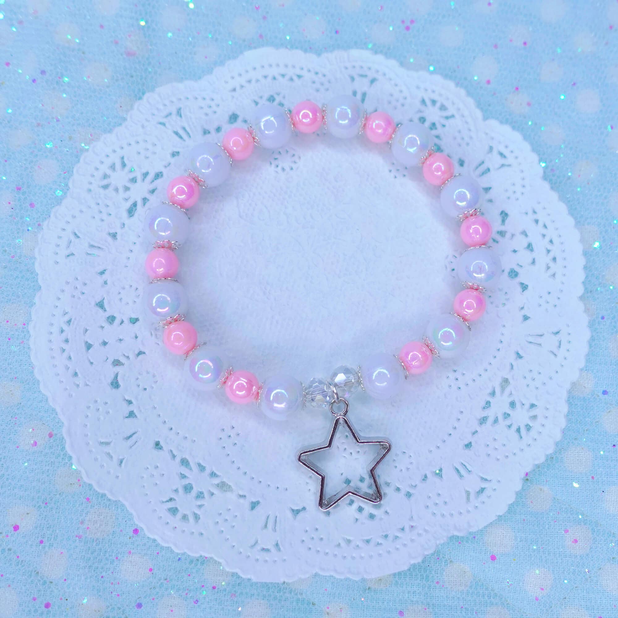 Cute Pink Star Beaded Bracelet - Etsy
