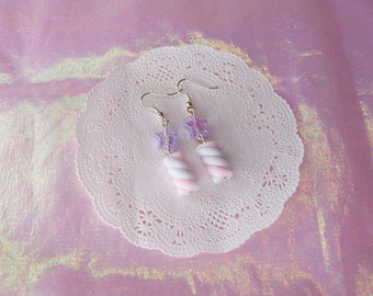 Kawaii pastel kilac marshmallow earrings - Christmas gift for teen
