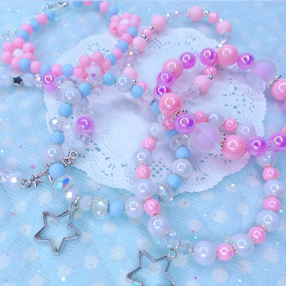 Coquette Pink Glass Beaded Bracelet cute bracelet
