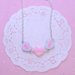 Collar de corazones de conversación Kawaii, dulce regalo de San Valentín y Galentine