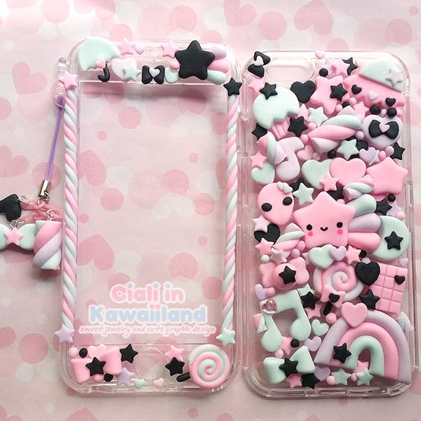 Kawaii Decoden Phone Case, Super cute kawaii full body front back case for Iphone 7 7+ 6 6+ 5SE 5S 5C 4 4S GALAXY S6 S7