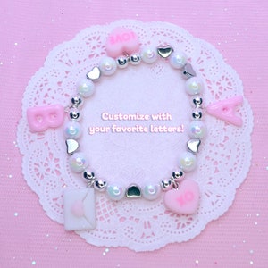Pulsera Kawaii Love Charms con letras personalizadas, dulce regalo de San Valentín y Galentine