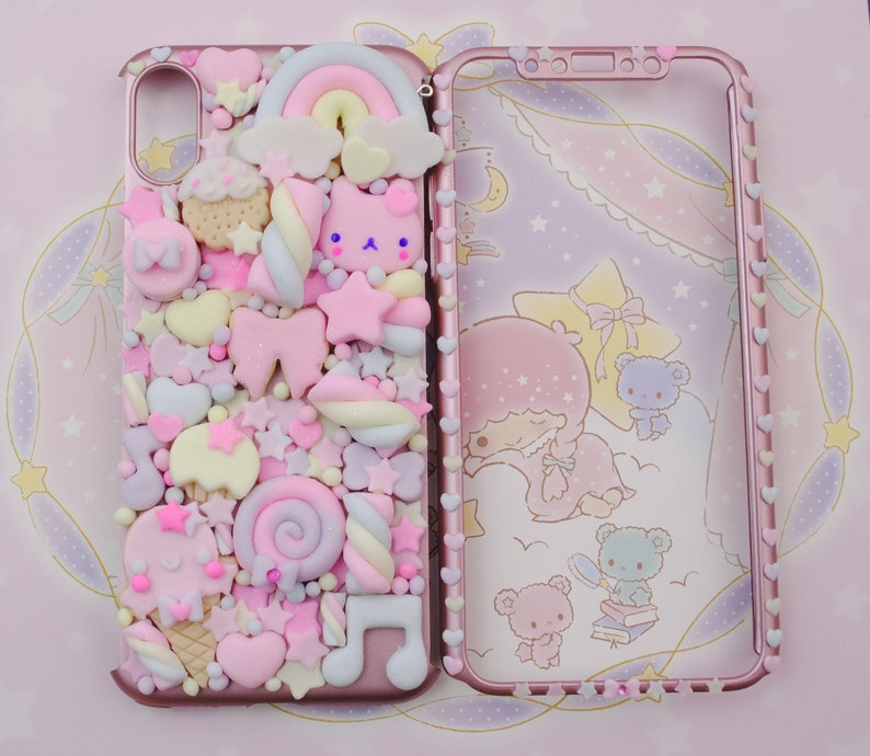 Kawaii Decoden Phone Case, Sweet Cookies Friend Phonecase for Iphone 5 6 7 8 X 11 pro plus and Samunsg Galaxy s6 s7 s8 s9 s10 note 