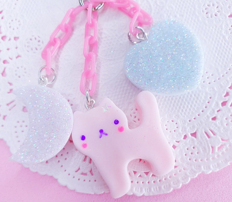 Kawaii Pastel Cat Keychain Lovely and Cute Keychain Etsy