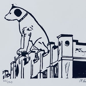 Nipper Linoleum Block Print