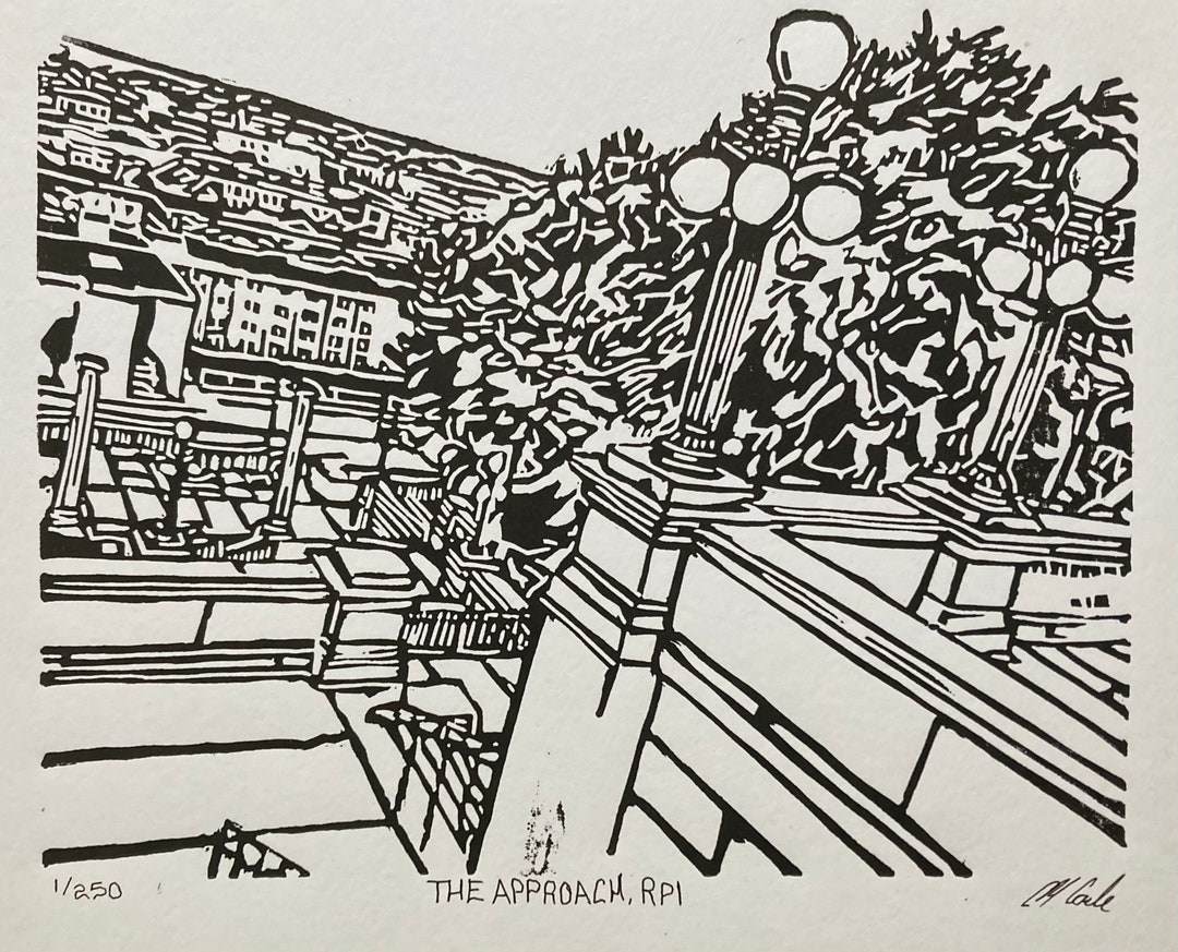 The Approach at RPI, Troy, New York Linoleum Block Print - Etsy