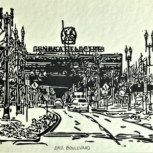 General Electric Plant Linoleum Block Print