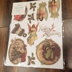 RETIRED  Angels and St. Nick Rub on Transfer 8.5 X 11 Magnolia Design Co New in Package