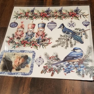 Blue Hues of Christmas Rub on Transfer 12 x 12 Magnolia Design Co New in Package