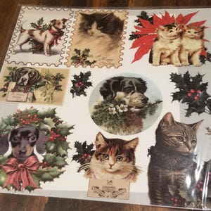 Cats and Dogs of Christmas Rub on Transfer 12 x 12 Magnolia Design Co New in Package