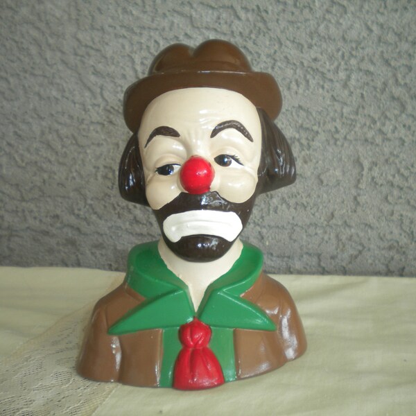 Ceramic Sad Clown Figurine Hand made and Hand Painted