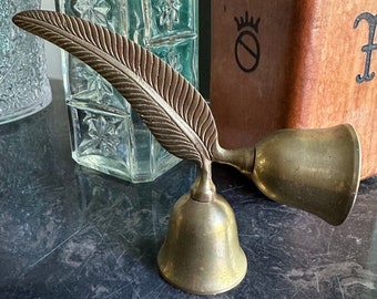 Vintage Brass Feather Bells