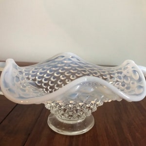 Moonstone Opalescent Hobnail Glass Decorative Candy Dish