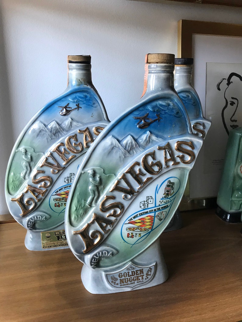 Set of Three Vintage Las Vegas Jim Beam Liquor Decanters Etsy