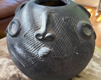 Antique Black Matte Pottery Vase