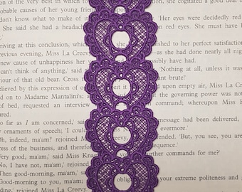 Hearts Bookmark. FSL Bookmarks, Free Standing Lace Bookmark, Machine Embroidery Bookmark