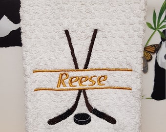 Personalized  Embroidered Hockey Towel, Personalized Hockey Hand Towel, Sports Towel, bathroom towel, Hockey Towel, hand towel