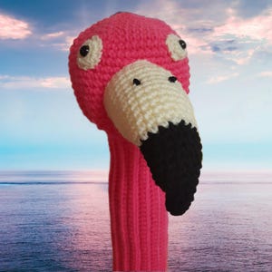 Novelty Golf Head Covers, Golf Head Covers, Crocheted Golf Club Covers, Animal Golf Club Covers, Golf Driver Cover, Flamingo Club Cover