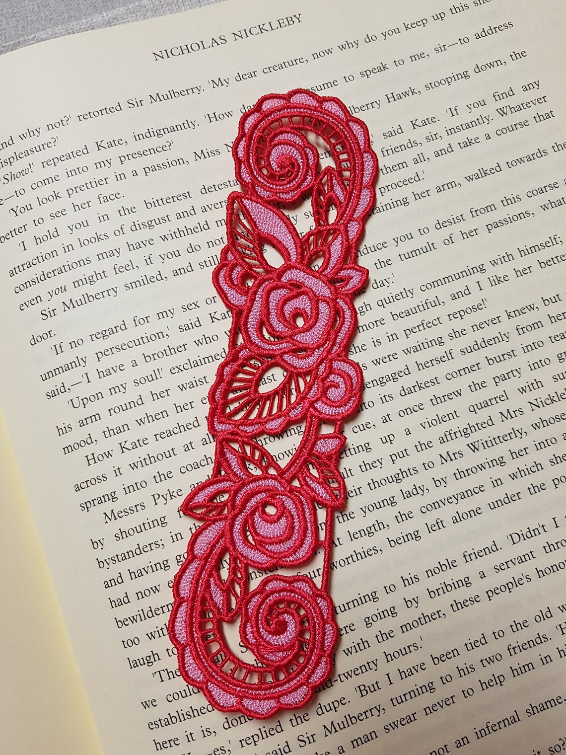Lace Roses Bookmark FSL Bookmarks Free Standing Lace Etsy