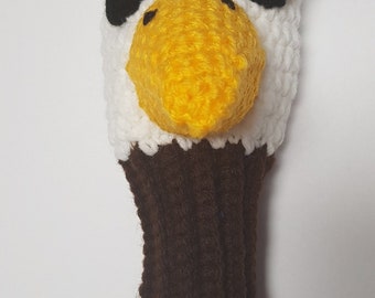 Bald Eagle Club Cover, Hand Crocheted Golf Club Covers, Animal Golf Club Covers, Golf Head Cover, Golf Driver Cover, Novelty Golf Head Cover