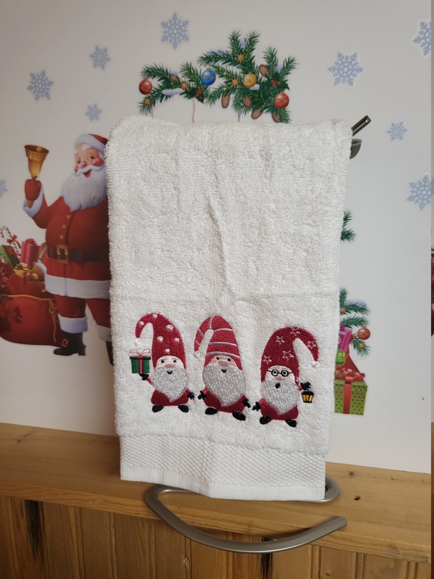 Cute Christmas Pattern Fingertip Towel Hanging Towel For - Temu