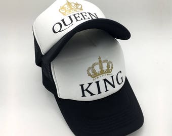 Gorras Trucker KING & QUEEN gorras de verano para parejas, enamorados, mejores amigos. El mejor regalo para el día de San Valentín, cumpleaños, primera cita. Amistad