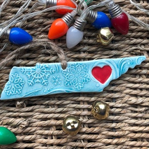 RABATT Tennessee Herz Schneeflocke Ornament, Weihnachtsschmuck, Keramik Ornament
