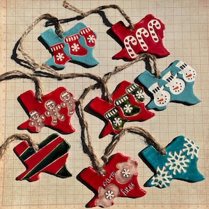 DISCOUNTED Texas Christmas Ornaments Vintage Style Texas Ornaments Set of 8