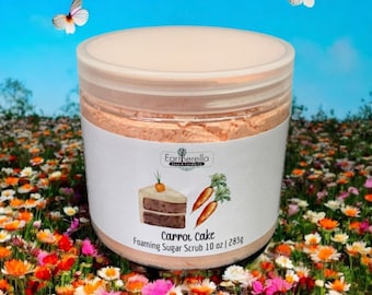 CARROT CAKE Exfoliating Foaming Sugar Body Scrub, 10 oz jar