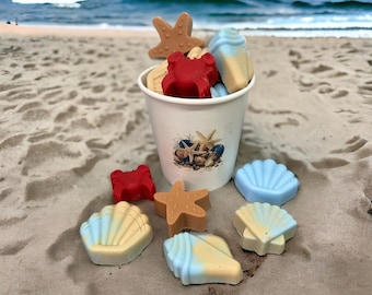 Beach Vibes Wax Melts | Beach Wood Scent | Seashells, Starfish, Crabs | Nautical | Ocean | 6 Oz