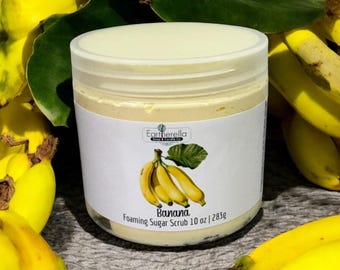 BANANA exfoliating Foaming Sugar Body Scrub, 10 oz jar