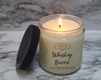 WHISKEY BARREL Soy Wax Jar Candle | Masculine | Father's Day Gift | Gift for him | Coworker gift | Boss Gift | Friend Gift | Home Decor