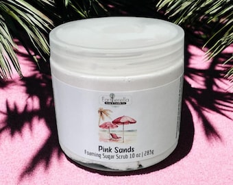 PINK SANDS Exfoliating Foaming Sugar Body Scrub, 10 oz jar